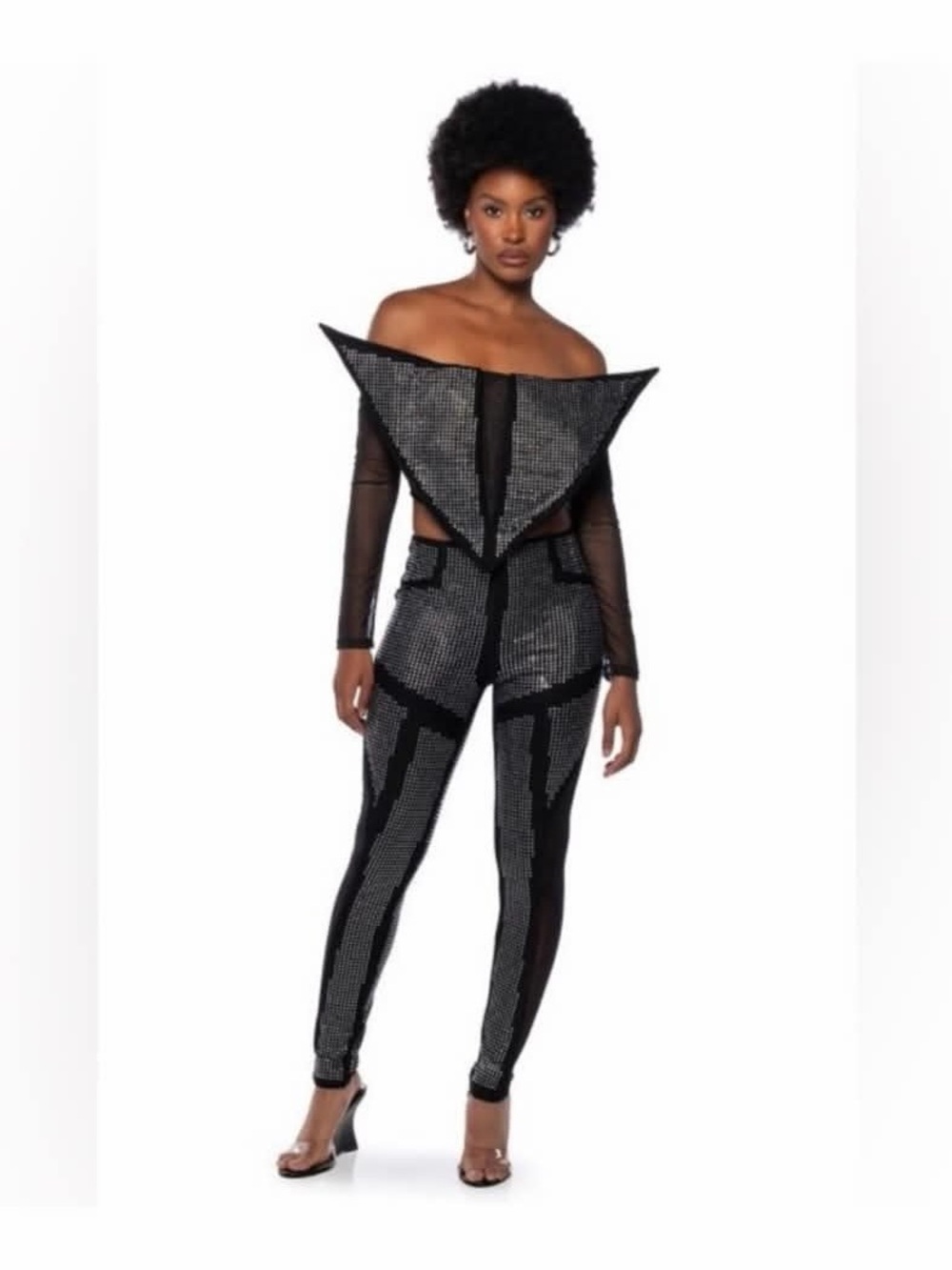 AKIRA Geometric Structural Off-Shoulder Triangle top shirt